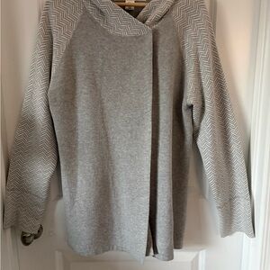 Max Studio Light Gray Cardigan w/ Chevron Sleeves XL Old Money Luxury Work ware